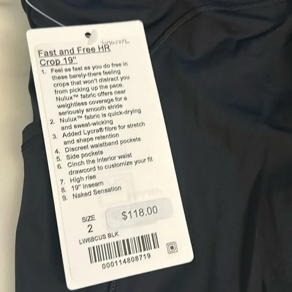 Lululemon Fast and Free Crop 19